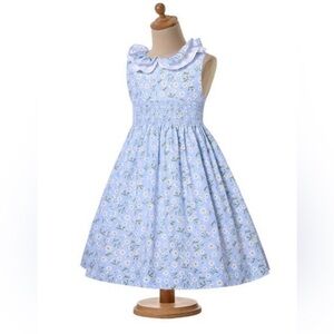 Pettigirl 12 Light Blue Summer Printed Smocked Floral Dress